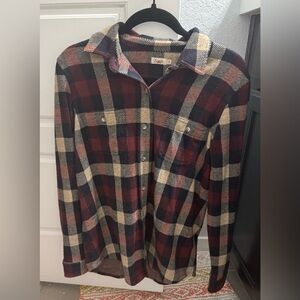 Faherty Red Blue and Beige Button Down Flannel Size S